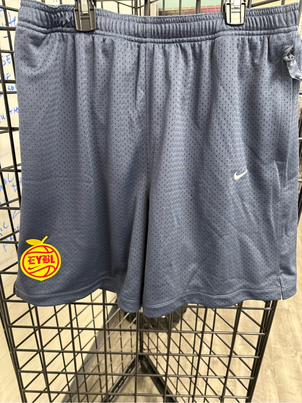 Nike Men’s EYBL Grey Mesh Athletic Shorts with Yellow Logo